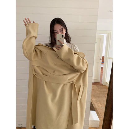 【H5479】實拍秋冬英倫翻領束腰雙面呢羊絨長外套251109