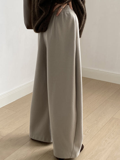 【Y82672】 實拍簡約寬鬆加絨保暖闊腿衛褲251023