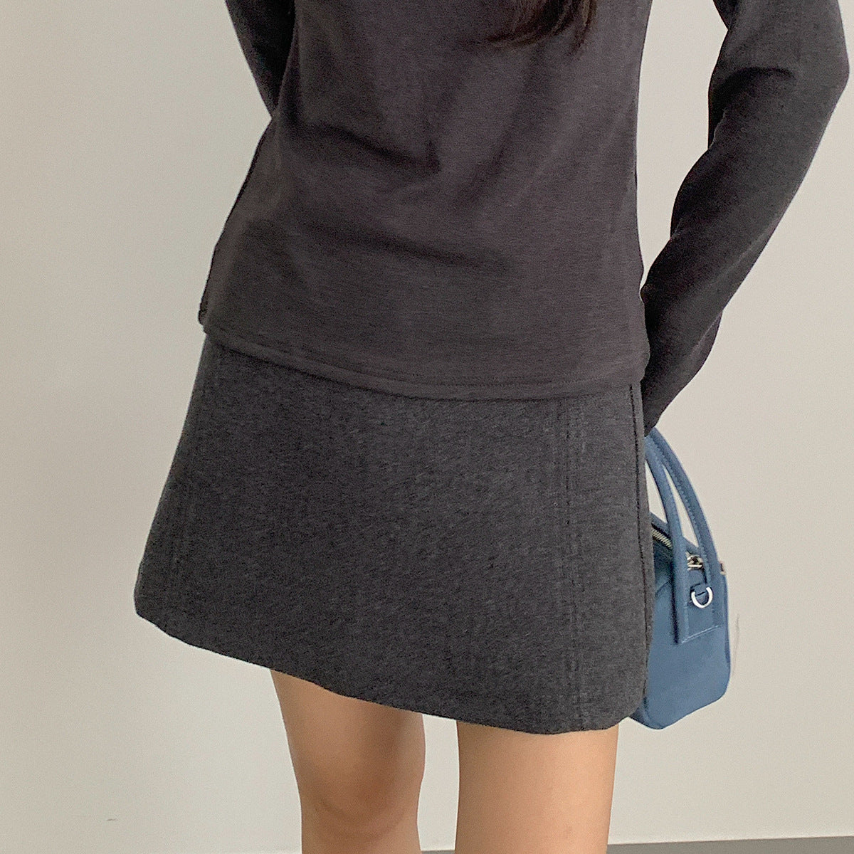 【LD11032】實拍S~XL羊毛絨超瘦高腰A字裙羊毛10%(內有安全褲+皮帶）251124