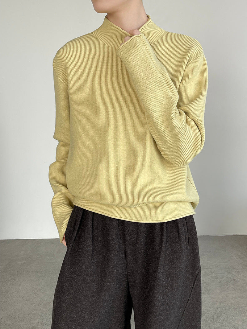 【cimYL713】實拍加厚捲邊半高領保暖針織衫251201