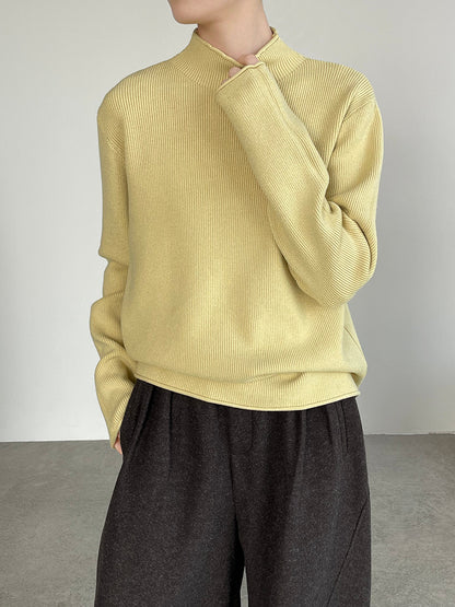 【cimYL713】實拍加厚捲邊半高領保暖針織衫251201