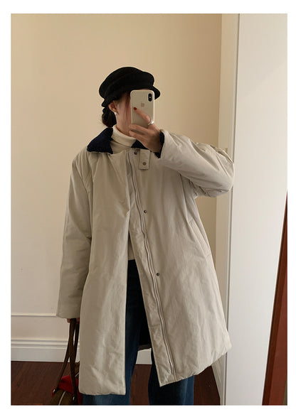 【H5498】實拍韓系加厚保暖長款棉服大衣外套251118