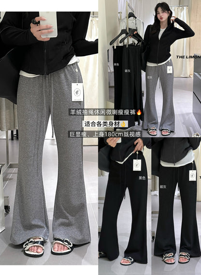 【L9235】實拍檸檬秋季顯瘦顯腿長抽繩微喇休閒褲250930