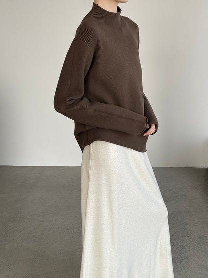 【cimYL713】實拍加厚捲邊半高領保暖針織衫251201