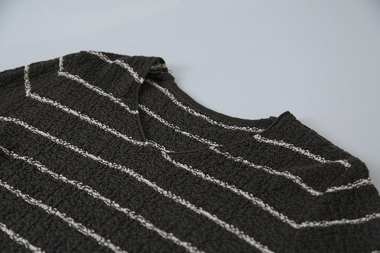 【LD11022】實拍肌理感寬鬆條紋針織衫251110