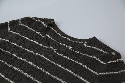 【LD11022】實拍肌理感寬鬆條紋針織衫251110