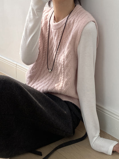 【YP2617】 實拍圓領麻花軟糯針織背心251023