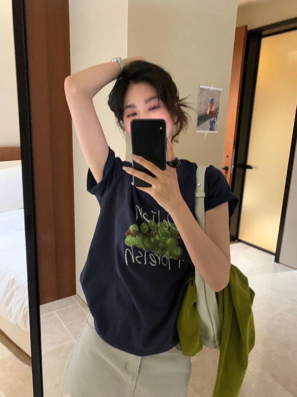 【L10228】可愛學院風🍓韓版水果印花寬鬆休閒圓領短袖T恤260511