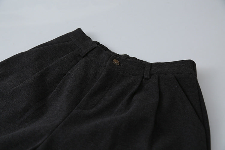 【LD11035】實拍S~L韓版寬鬆高腰毛呢加絨加厚九分褲251124