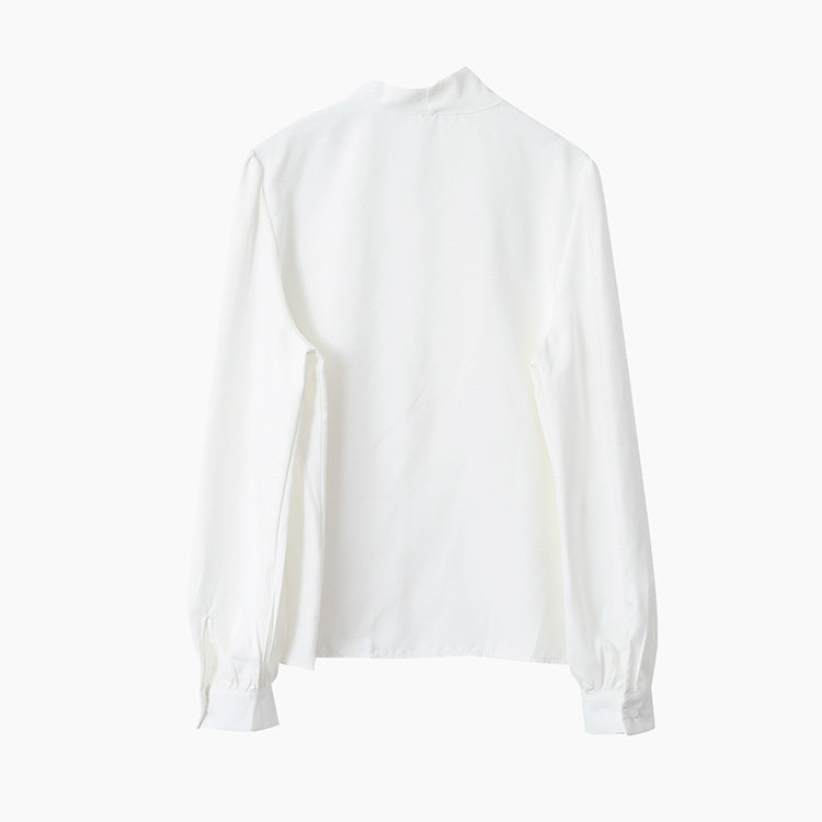 【LD3194】實拍秋冬個性立領飄帶襯衫251110