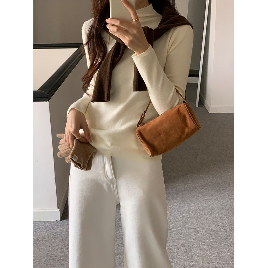 【H5503】實拍基礎純色半高領針織衫251118