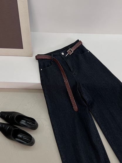 【cim6121】實拍超顯瘦顯腿直彈性九分黑色牛仔褲251030