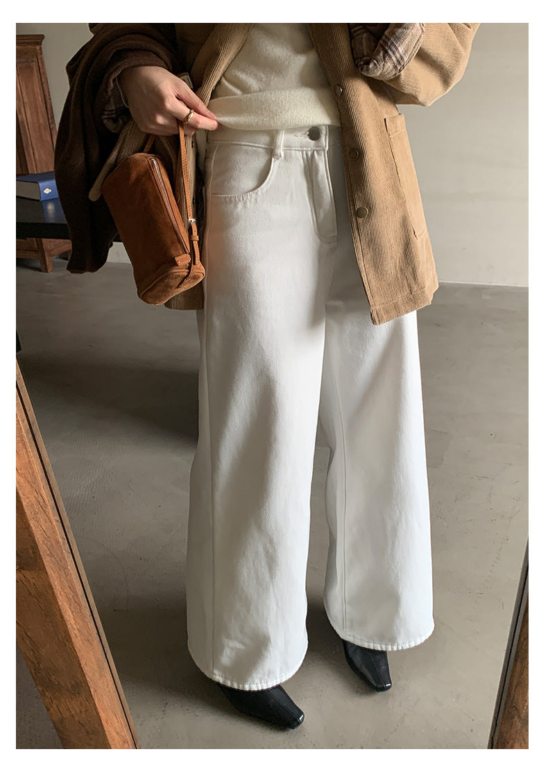 【H5512】實拍S~XL韓國保暖加絨白色牛仔褲251118