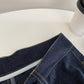 【cim2130】實拍韓國復古高腰深藍色顯瘦垂感明線直筒牛仔褲231018