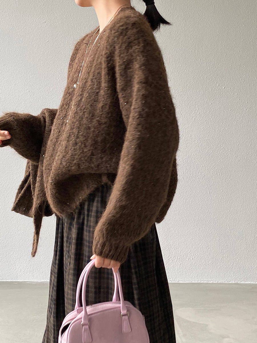 【cimz0672】實拍細緻閃亮針織毛衣+圍巾251128