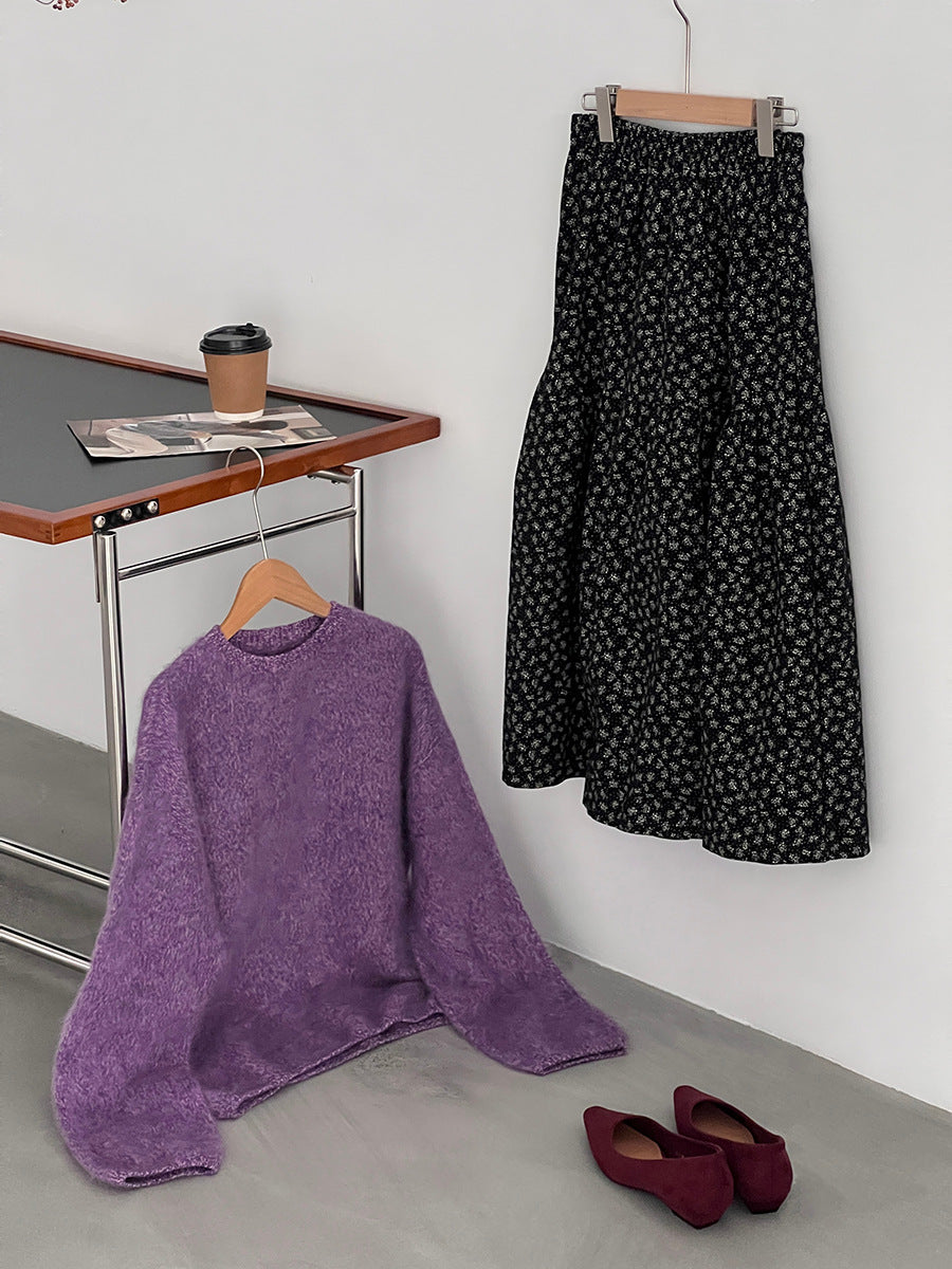 【cimz1729】實拍復古時髦碎花加絨長裙251128