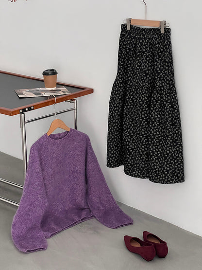 【cimz1729】實拍復古時髦碎花加絨長裙251128