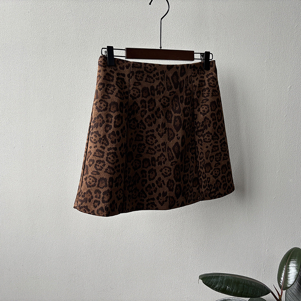 【Y82656】實拍美式復古豹紋A字裙(內有安全褲）251016