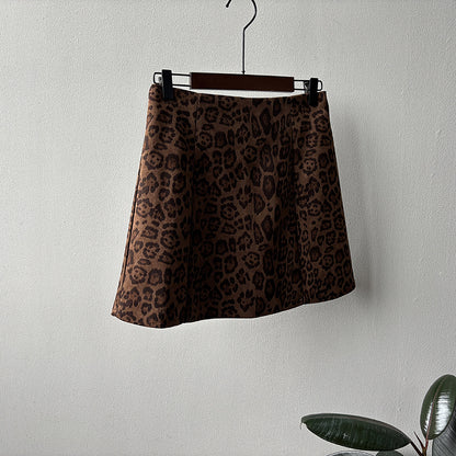【Y82656】實拍美式復古豹紋A字裙(內有安全褲）251016