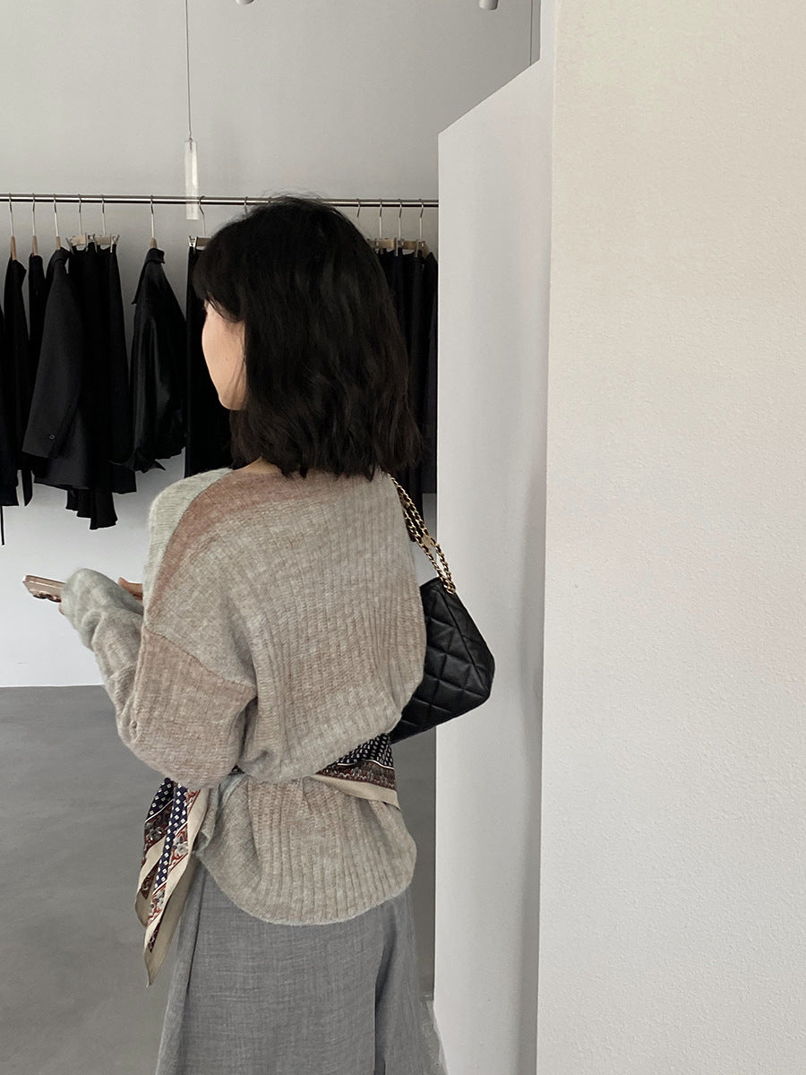 【cim0679】實拍韓國彩虹漸變長袖針織衫（羊毛11%)251114