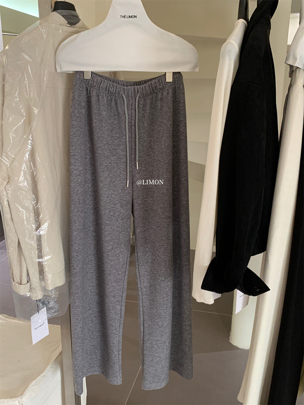 【L1185】實拍檸檬秋冬簡約羊絨抽繩直筒休閒褲251117