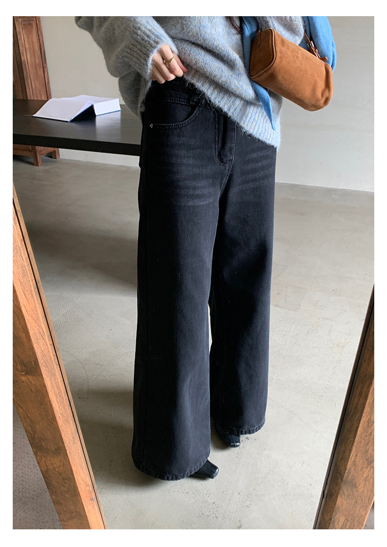 【H5509】實拍S~XL復古加絨加厚高腰直筒牛仔褲251118