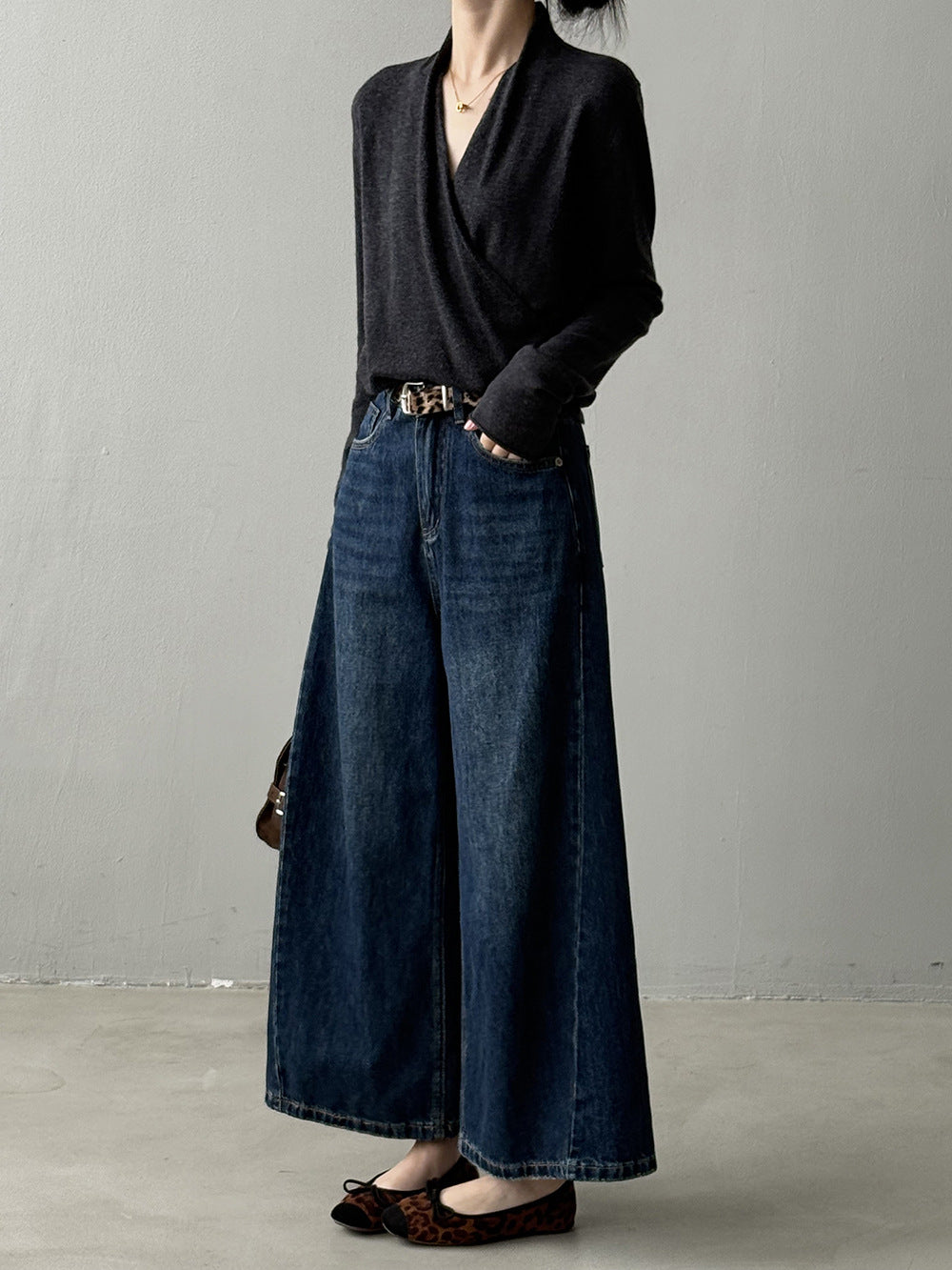 【Y218】實拍法式高級感交叉長袖針織衫(羊毛5%)251016