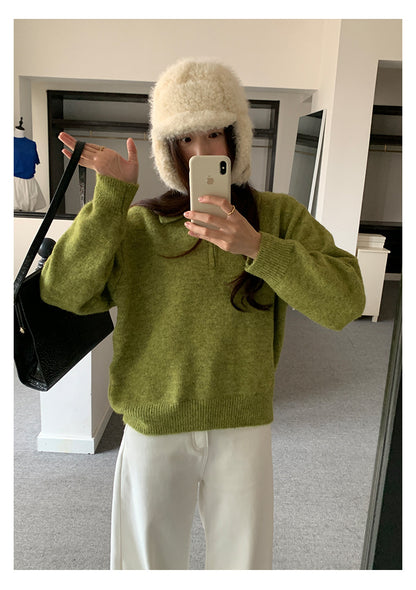 【H5513】實拍老錢風POLO領長袖針織毛衣251118