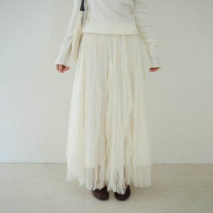 【LD11145】實拍浪漫百搭！氣質網紗A字裙/鬆緊腰紗裙/長裙260309