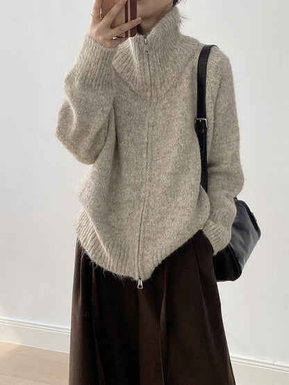 【YP1042】 實拍軟糯寬鬆高領針織毛衣外套(含羊毛4%) 251023