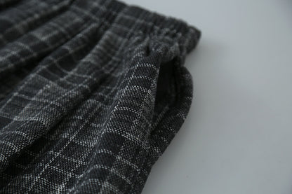 【LD11008】實拍復古毛呢格子高腰a字裙(左右有口袋）251110