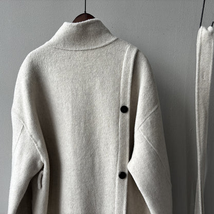 【Y25527】實拍高單質感雙面羊毛呢立領大衣（棉羊毛68%)251106