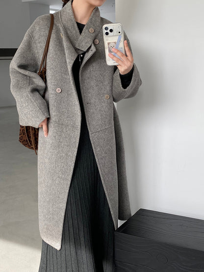 【cimz629065】實拍高級感貴氣重磅氣質羊毛桑蟬絲大衣外套251128