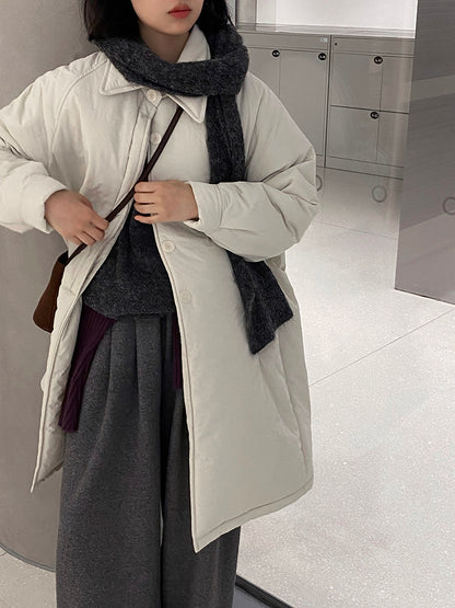 【cimz1235】 雪山奶糖 Muji 風輕薄初冬簡約廓形寬鬆棉服外套260108