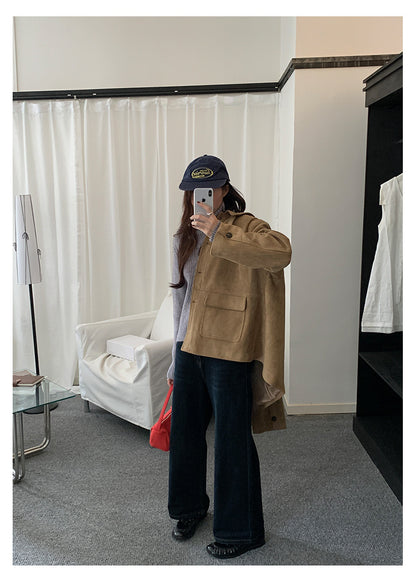 【H5493】實拍復古高領麂皮絨西裝外套251109