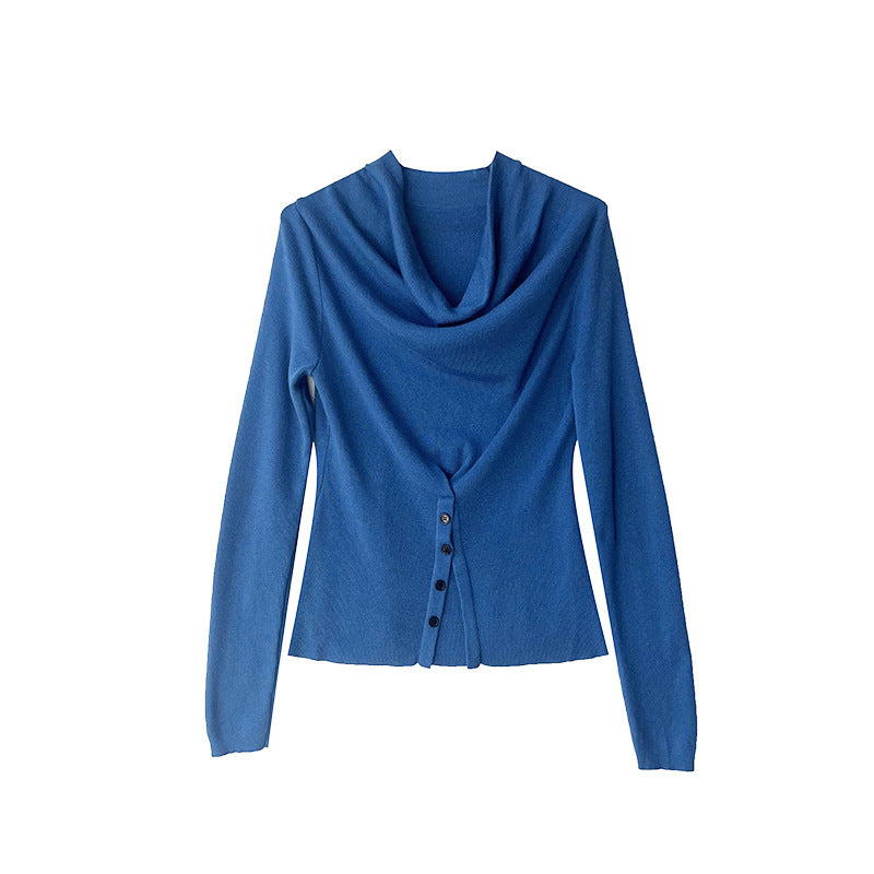 【cimzM946】氣質慵懶超顯白✨設計感垂墜領一字肩露肩顯瘦針織上衣260319