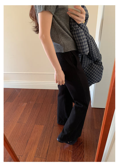 【H5517】實拍超級瘦高腰加絨厚款氣質喇叭褲251125