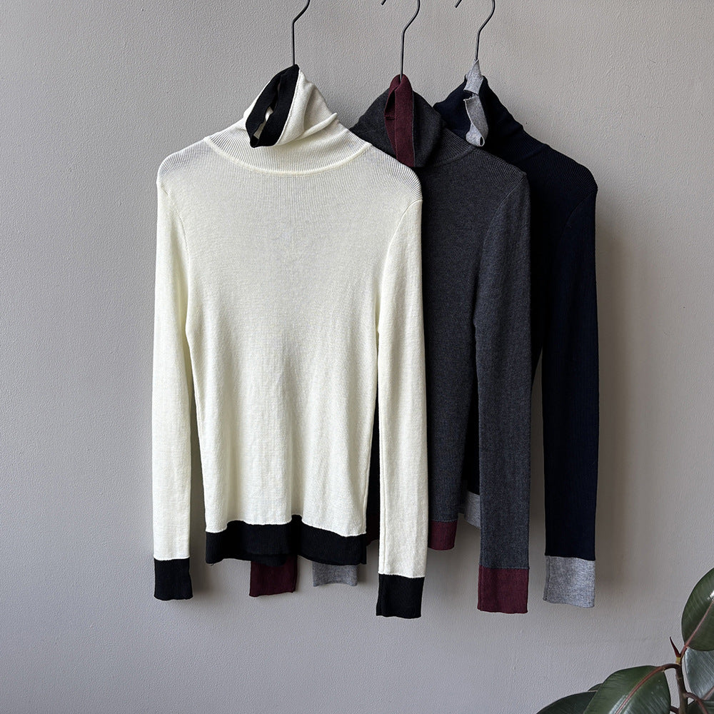 【Y352】實拍撞色高領針織衫（含羊毛10%)
251106