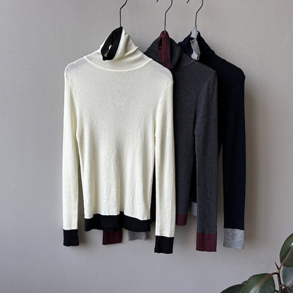 【Y352】實拍撞色高領針織衫（含羊毛10%)
251106