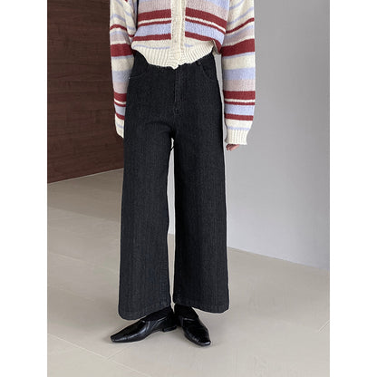 【cim6121】實拍超顯瘦顯腿直彈性九分黑色牛仔褲251030