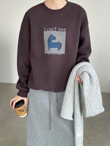 【cimD20307】實拍大人系印花加绒寬鬆衛衣251114