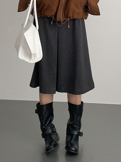 【LD3300】實拍S~XL韓版高腰顯瘦毛呢A字裙＋腰帶251103