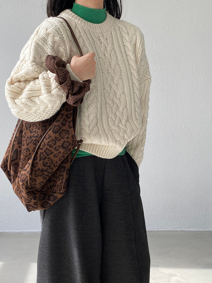 【cimz1398】實拍復古加厚保暖棒針麻花針織毛衣（棉羊毛17)251120