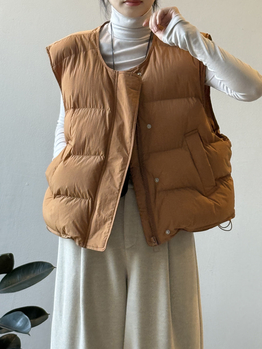 【Y82635】實拍秋冬簡約圓領棉背心251106