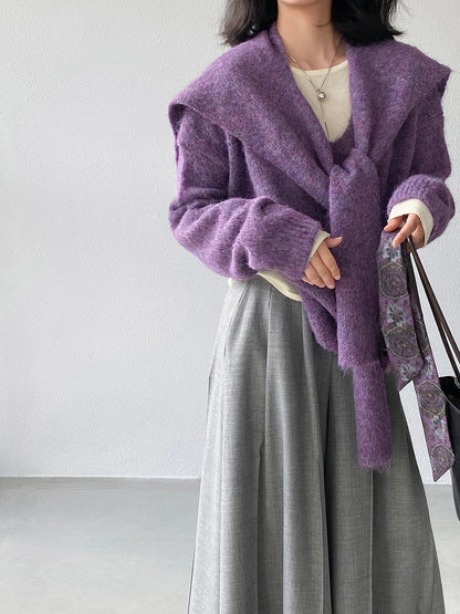 【cim8802】實拍纯色溫柔針織毛衣+針織披肩(羊毛8）251114