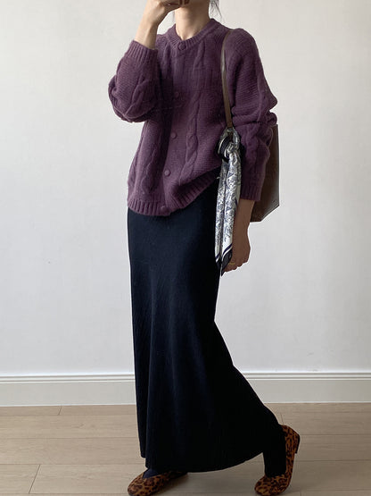 【YP682】 實拍高腰軟糯垂感針織長裙251023