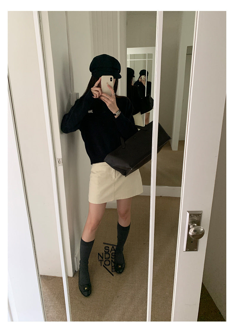 【H564】實拍貓咪刺繡Polo針織衫251021