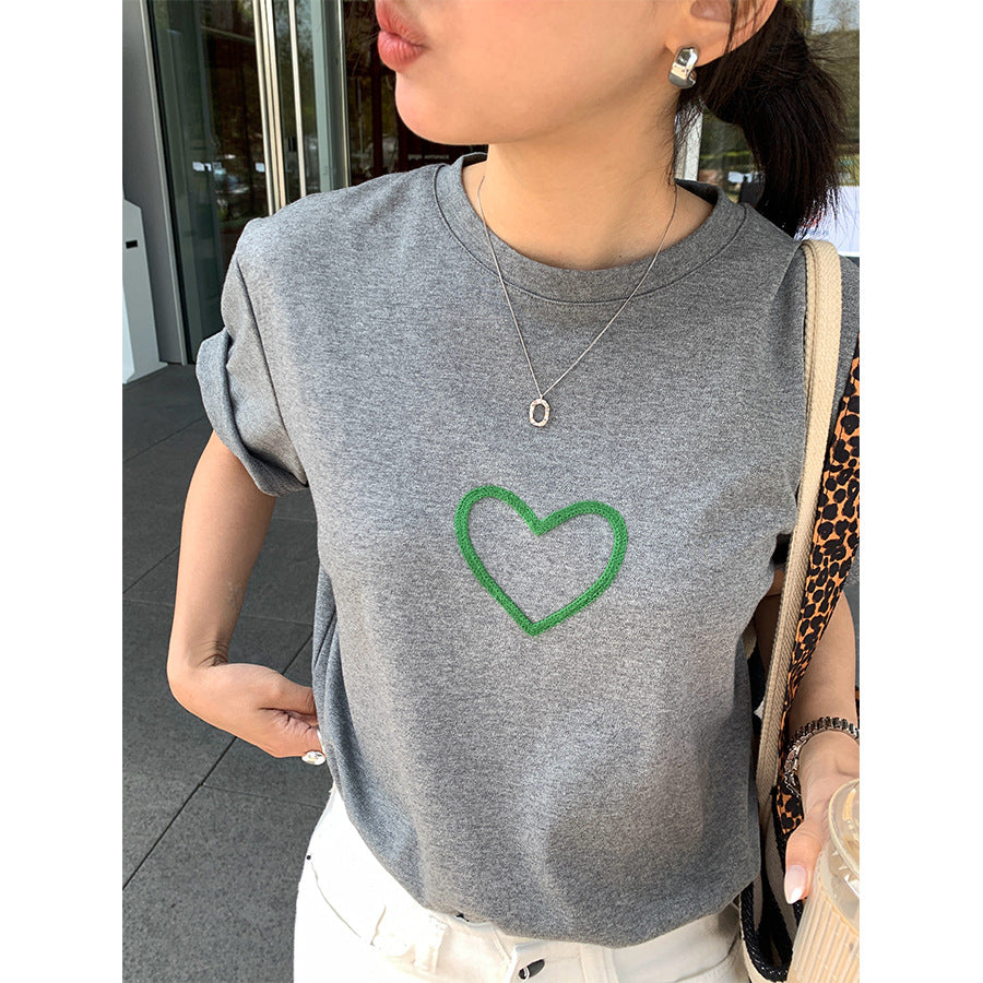 【H5147】實拍春夏立體刺繡寬鬆純棉短袖250331