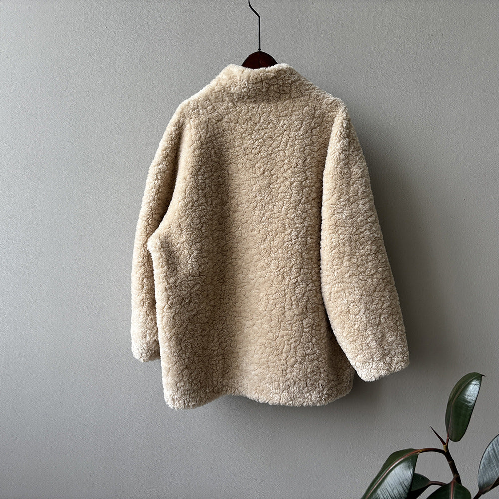 【Y7097】實拍冬季慵懒可愛牛角扣羊羔毛厚外套251113