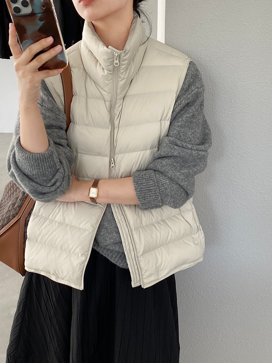 【cimz6377】實拍立領排骨雙頭拉鏈羽絨背心(90白鴨絨)251120